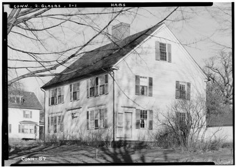 Historic American Buildings Survey Everett H. Keeler, Photographer December 6, 1937 SOUTHWEST ELEVATION - Welles-Shipman House, Station Street, South Glastonbury, Hartford HABS CONN,2-GLASBS,1-1.tif