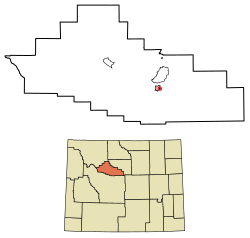 Location of East Thermopolis in Hot Springs County, Wyoming.