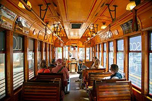 Interior of a historic streetcar, Ybor City, Tampa, Florida