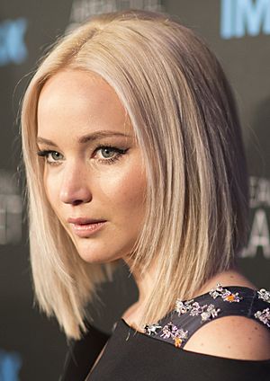 A head shot of Jennifer Lawrence attending the premiere of 'A Beautiful Planet' in 2016