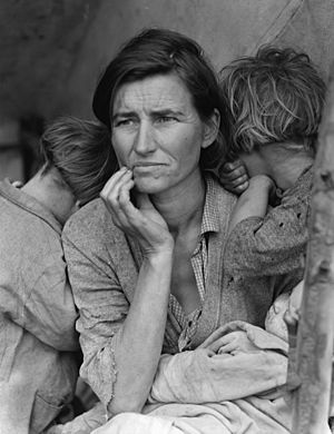 Dorothea Lange's 1936 photo Migrant Mother is an iconic photograph associated with the Great Depression