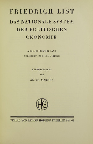 List - Nationale System der politischen Ökonomie, 1930 - 5860425