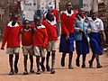Schoolchildren Emerge from Classes - Kabale - Southwestern Rwanda