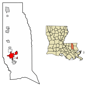 Location of Hammond in Tangipahoa Parish, Louisiana