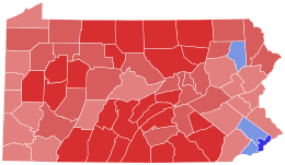2010 Pennsylvania gubernatorial election results map by county