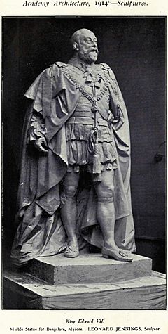 King Edward VII. Marble Statue for Bangalore, Mysore. Leonard Jennings, Sculptor (p.36, Academy of Architecture, 1914 - Sculptures) - Copy