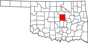 Map of Oklahoma highlighting Lincoln County