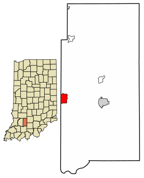 Location of Loogootee in Martin County, Indiana.