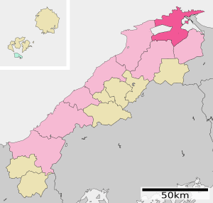 Location of Matsue in Shimane Prefecture