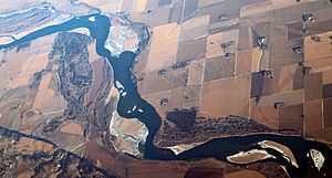 Missouri River in winter downstream from Yankton, South Dakota