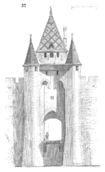 Sketch of the gate to the city by Eugène Viollet-le-Duc