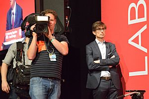 Robert Peston and crew, 2016 Labour Party Conference