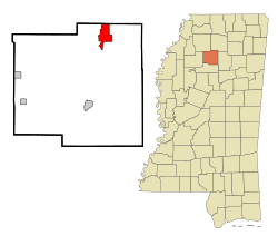 Location of Water Valley, Mississippi
