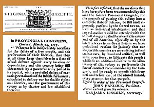 17750324 Resolution - In Provincial Congress - John Hancock - The Virginia Gazette