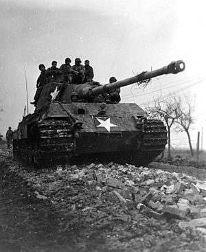 Captured Panzerkampfwagen VI Tiger II tank at Gereonsweiler, Germany, 15 December 1944 (148727184)