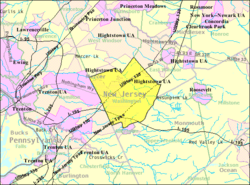 Census Bureau map of Washington Township, Mercer County, New Jersey (currently known as Robbinsville Township)