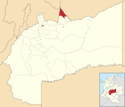 Location of the municipality and town of Barranca de Upía in the Meta Department of Colombia.