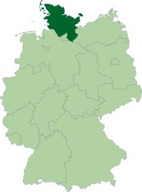 Position of Schleswig-Holstein within Germany