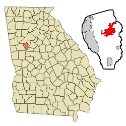 Location in Fayette County and the state of Georgia