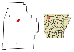 Location of Huntsville in Madison County, Arkansas.