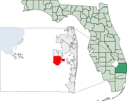Location of Wellington in Palm Beach County, Florida
