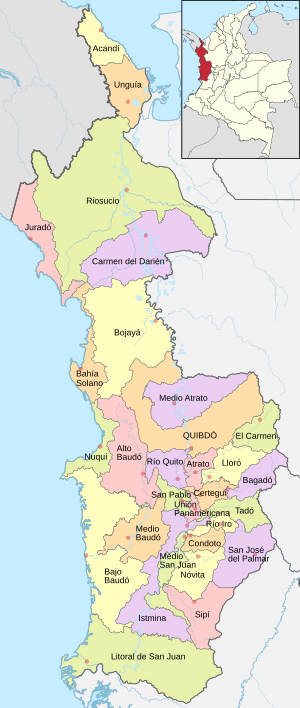 Mapa de Chocó (político)