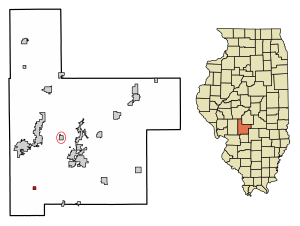 Location of Walshville in Montgomery County, Illinois.