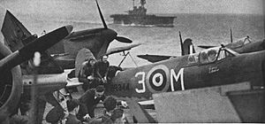 Royal Air Force Spitfires on USS Wasp (CV-7), in May 1942