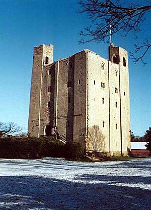 The keep, Hedingham Castle in winter