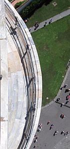 View, looking down from top of Leaning Tower of Pisa