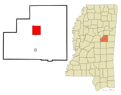Location of Louisville, Mississippi