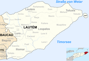 Map of East Timor highlighting Lautém Municipality