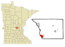 Location of Sauk Rapidswithin Benton County and state of Minnesota