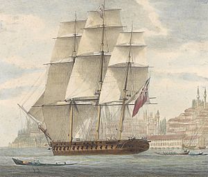 H.M.S. Barham quitting Constantinople With Sir Stratford Canning on bd. 12th August 1832 RMG PY0777 (cropped).jpg