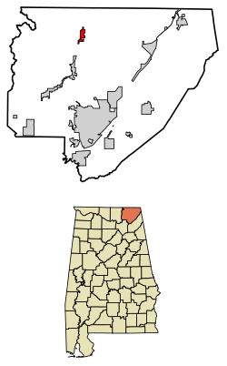 Location of Hytop in Jackson County, Alabama.