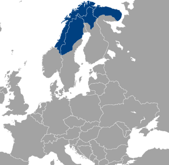 Location of Sápmi in Europe
