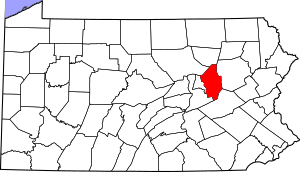 Map of Pennsylvania highlighting Columbia County