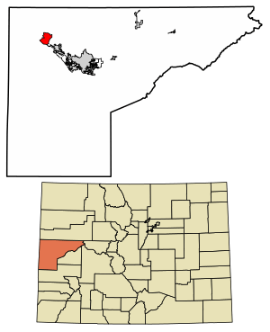 Location of the Loma CDP in Mesa County, Colorado.