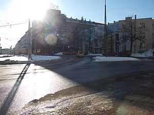 Runeberginkatu, Helsinki, in bright sunlight
