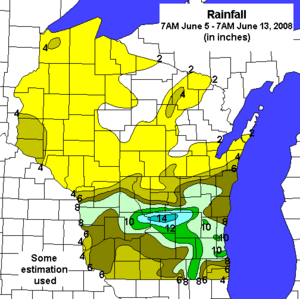 Wisconsin Rain 5 June to 13 June 2008