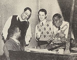Billy Strayhorn, Duke Ellington, Leonard Feather, and Louis Armstrong, 1946