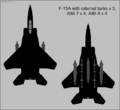 F-15A Eagle two-view silhouette showing external stores