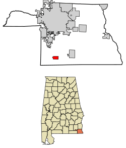 Location of Madrid in Houston County, Alabama.