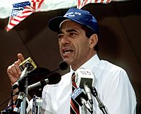 Mario Cuomo speaking at a rally, June 20, 1991