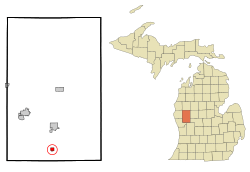 Location of Grant within Newaygo County, Michigan