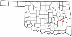 Location of Indianola, Oklahoma
