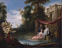 Philippe Mercier (1689-1760) - Comedians by a Fountain - RCIN 401328 - Royal Collection