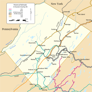 Sussex County NJ Railroad Map