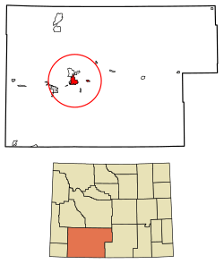 Location of Rock Springs in Sweetwater County, Wyoming.