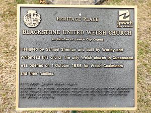 United Welsh Church, Blackstone plaque
